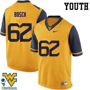 Youth West Virginia Mountaineers NCAA #62 Kyle Bosch Gold Authentic Nike Stitched College Football Jersey AE15K76PO